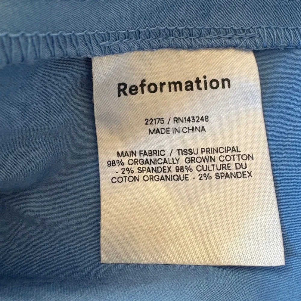 Reformation Jaxley Top Blue Peplum Babydoll Puff Sleeve Smocked Shirt Size 4
